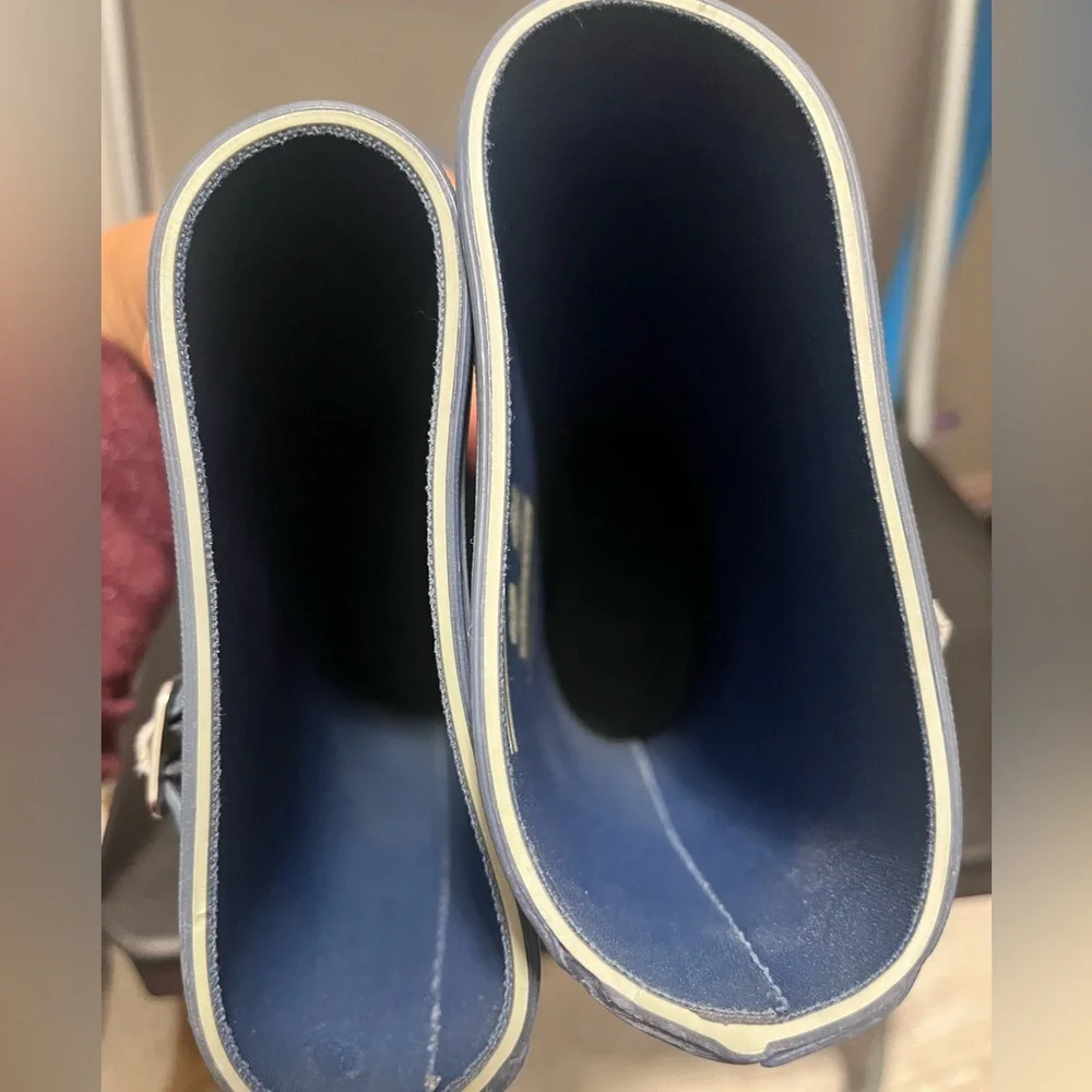 Hunter Kids Blue and Cream Floral Rain Boots